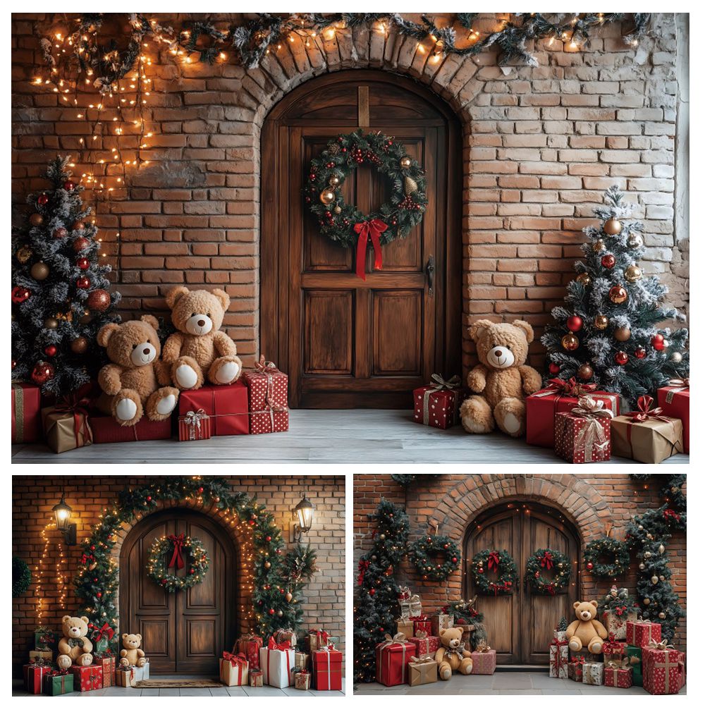 Toys Background For Kids - Рождественский фон для фотосъемки, деревенская арка,