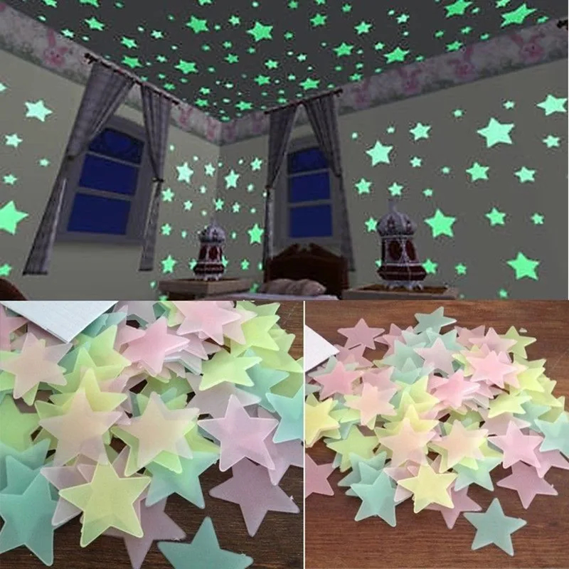 Glow In Dark Stars - 100 шт. флуоресцентных светящихся в темноте
